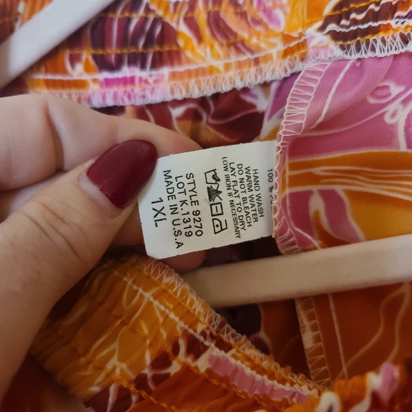 Vintage 2 piece short set brand Top Secret 1xl orange and yellow - Picture 3 of 5